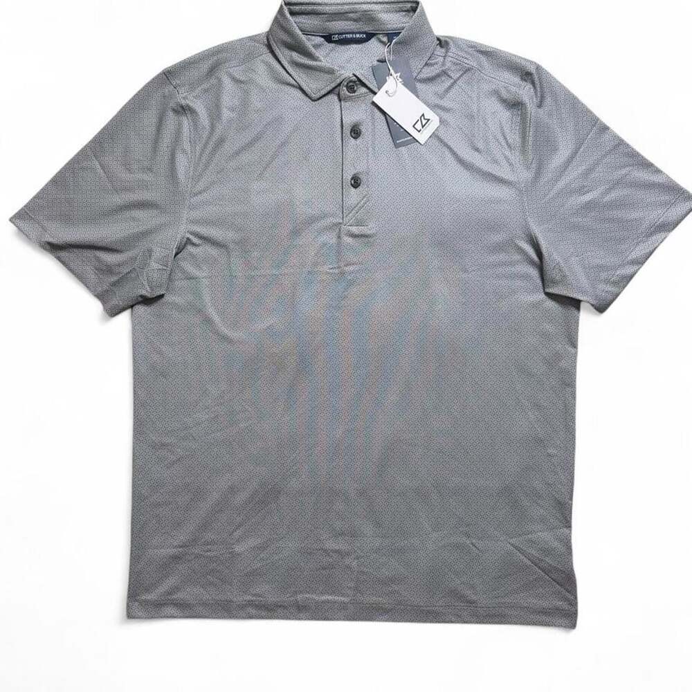 Cutter & Buck Gray Geometric Print Golf Polo Shirt